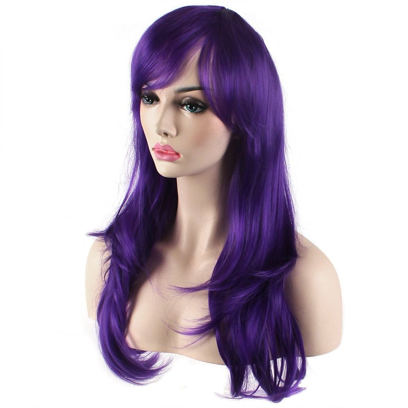 Akstore 28 inch Fashion Wigs Long Wavy Curly Hair Cosplay Wig (Purple) - Image 5
